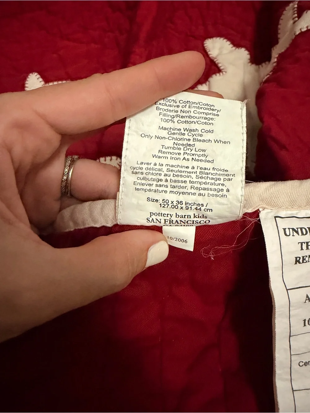 Pottery Barn Kids Red Star 100% Cotton Crib Quilt And Sham Vintage 2006
